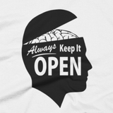 Always Keep It OPEN shirt close-up