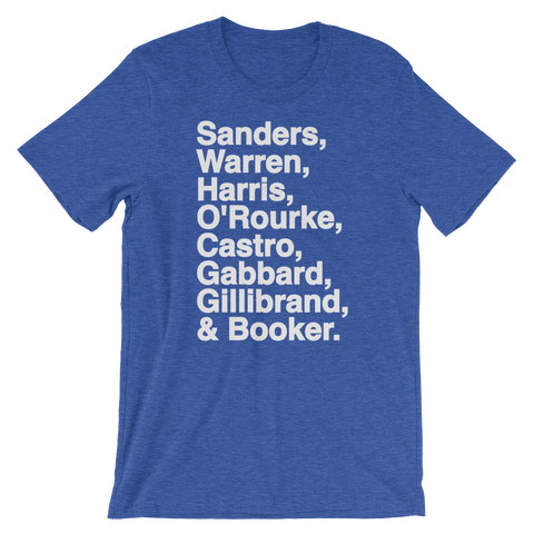 2020 Democratic Primary Candidates Blue tee