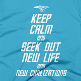 STAR TREK t-shirt - Keep Calm and Seek Out New Life and New Civilizations (Close-Up)