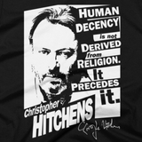 Christopher Hitchens - Human Decency t shirt close-up