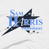 Sam Harris for President shirt close-up