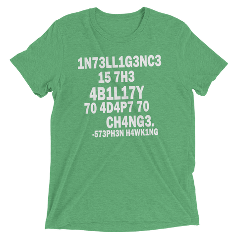 OM3® Hawking Quote T-shirt pour homme avec inscription « Intelligence is The Ability to Adapt to Change » Tailles S à 4XL, Noir (#4648), M OM3® Hawking Quote T-shirt pour homme avec inscription « Intelligence is The Ability to Adapt to Change » Tailles S à 4XL, Noir (#4648), M
