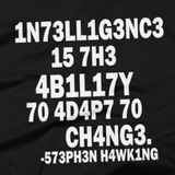Stephen Hawking t shirt close-up