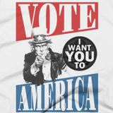 Uncle Sam - I want you to VOTE, AMERICA! t shirt